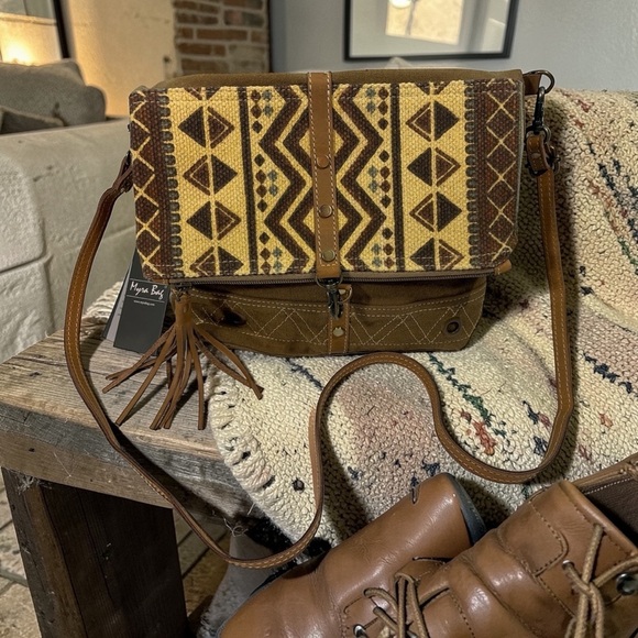 Myra Bag Handbags - Myra Bag Womens Talia Range Canvas Leather Tribal Crossbody Shoulder Purse